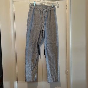Cute pinstriped pants in light blue and white. Size small